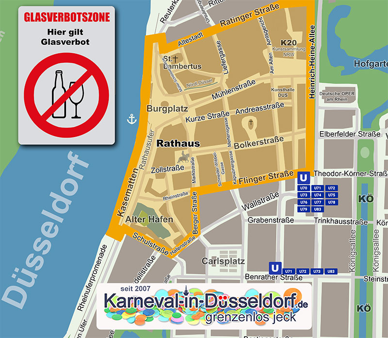 Glasverbotszone in der Düsseldorfer Altstadt